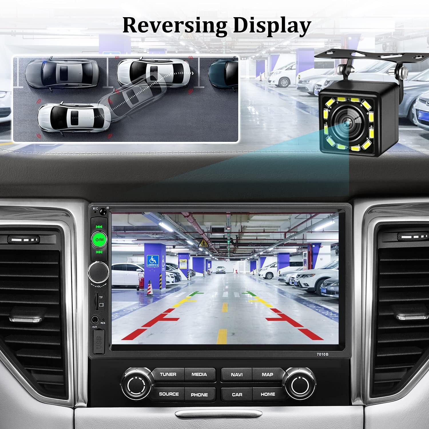 Estéreo para coche con Bluetooth, reproductor MP5 de 7 pulgadas, pantalla táctil