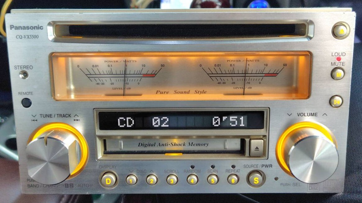 Panasonic CQ-VX5500D CD MD Mini Disc Player Audio Silver car audio stereo Japan