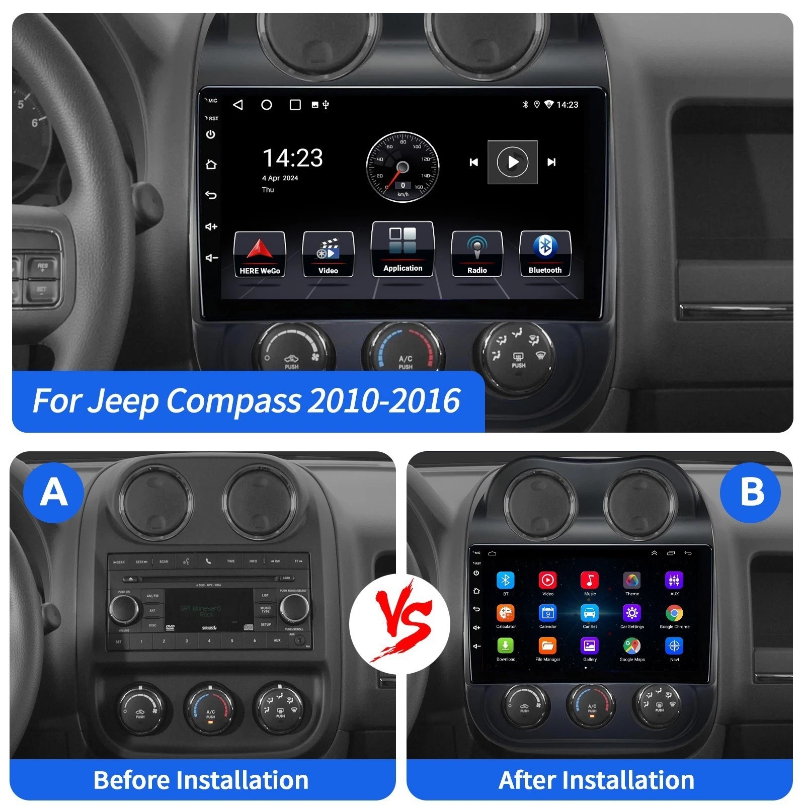 For Jeep Patriot Compass 2009-2016 Apple Carplay Car Stereo Radio GPS Android 15
