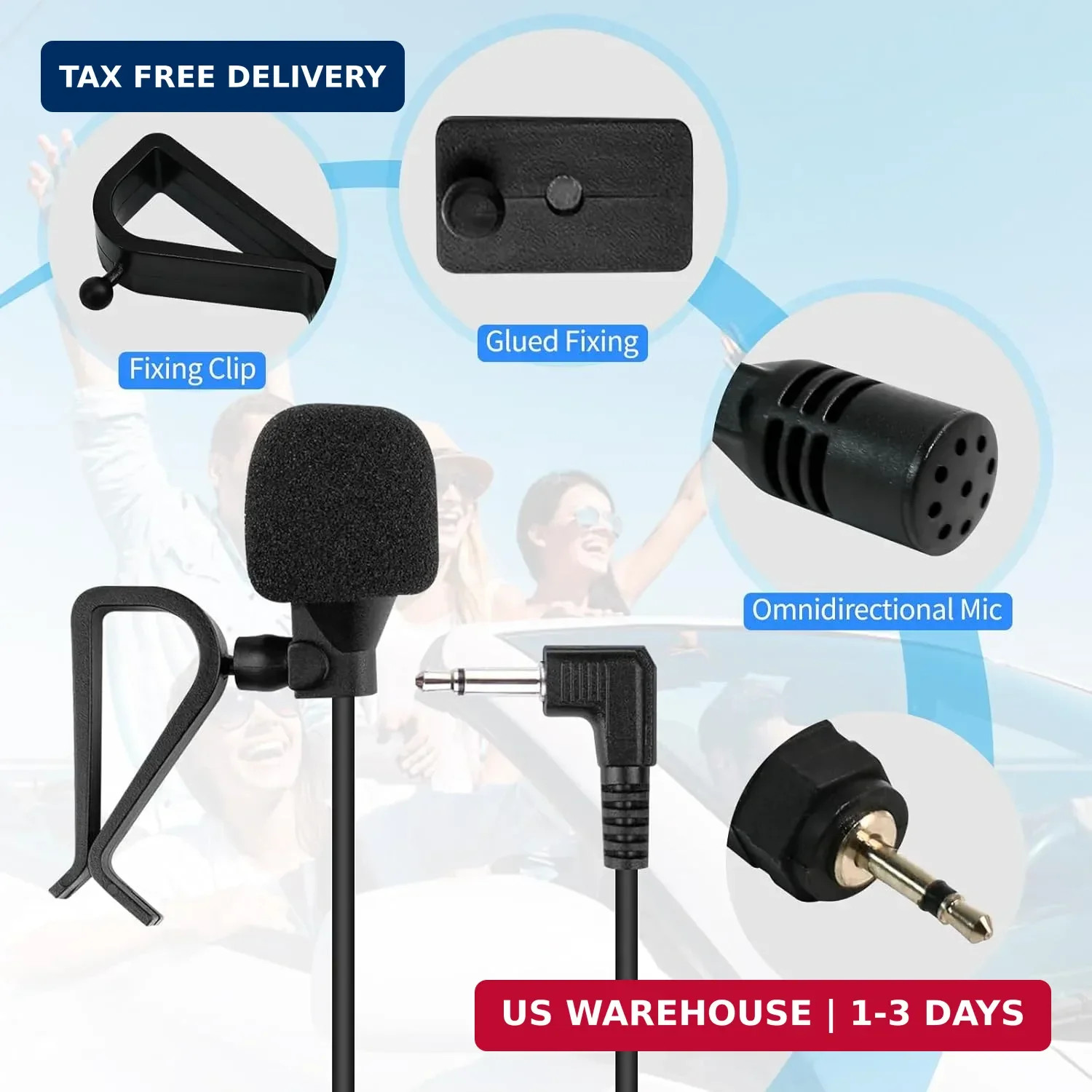 1 Set 3.5mm Plug Car Microphone,Handsfree Dash Car Stereo Receiver, Compatible V