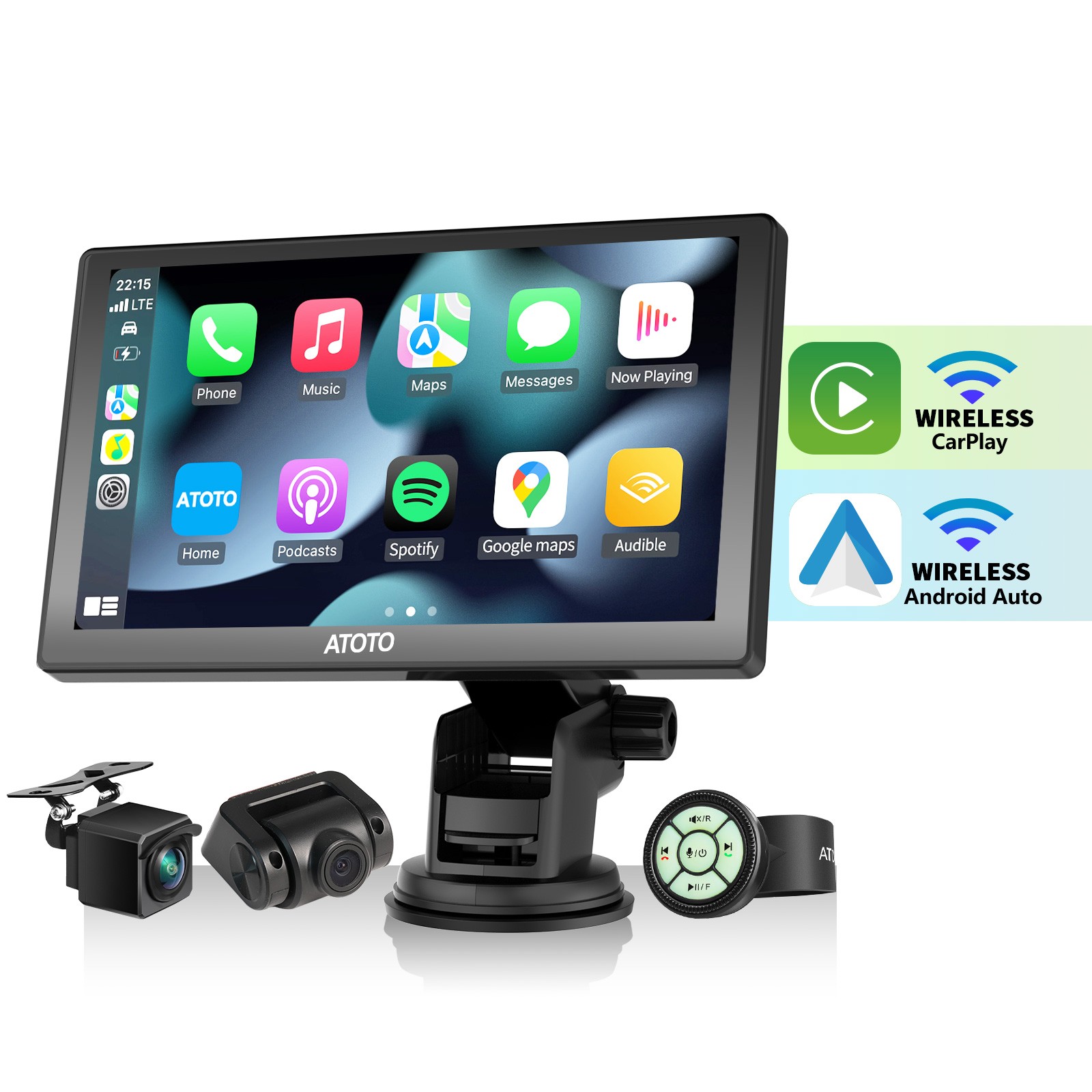 ATOTO 7″ QLED P8 PRO Wireless Apple Carplay Portable Car Stereo Android Auto Cam