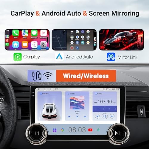 10.1″ Wireless CarPlay & Android Auto Car Stereo – 2GB RAM 64GB ROM, 10.1Inch