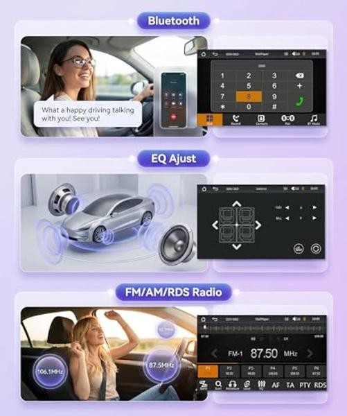 Single Din Car Stereo with Wireless CarPlay & Android Auto | 5 Inch Touch