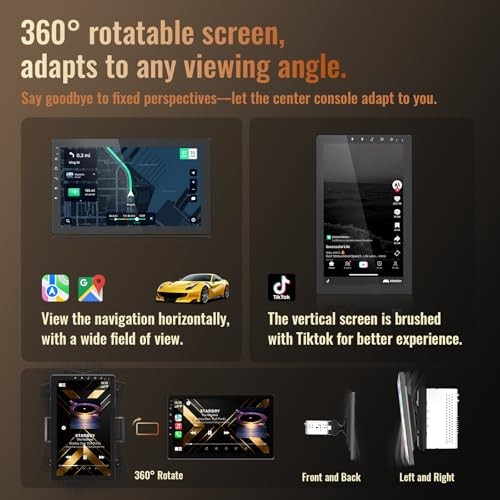 10.1 Inch Single Din Car Stereo, Rotatable Touch Screen, 10.1inch 2+32G