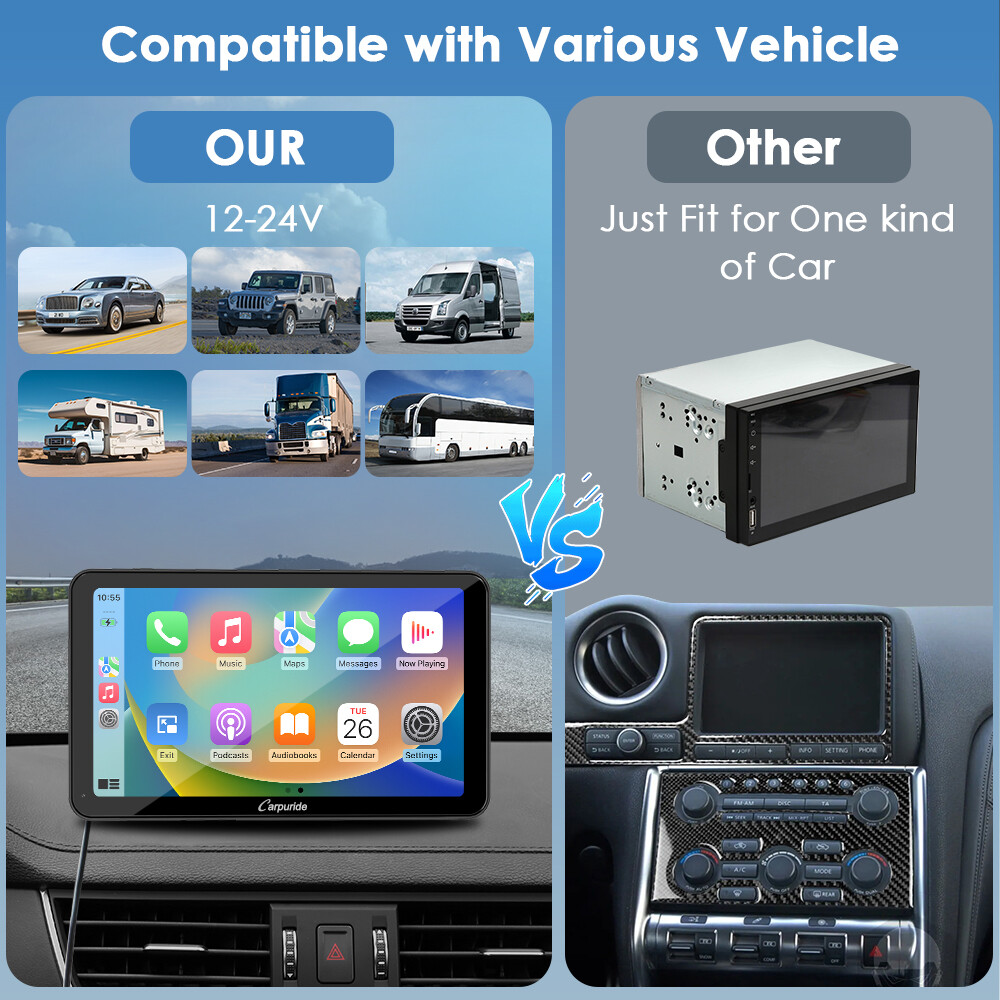 Carpuride 701Plus Dual Bluetooth Wireless Apple CarPlay GPS Android Auto Radio