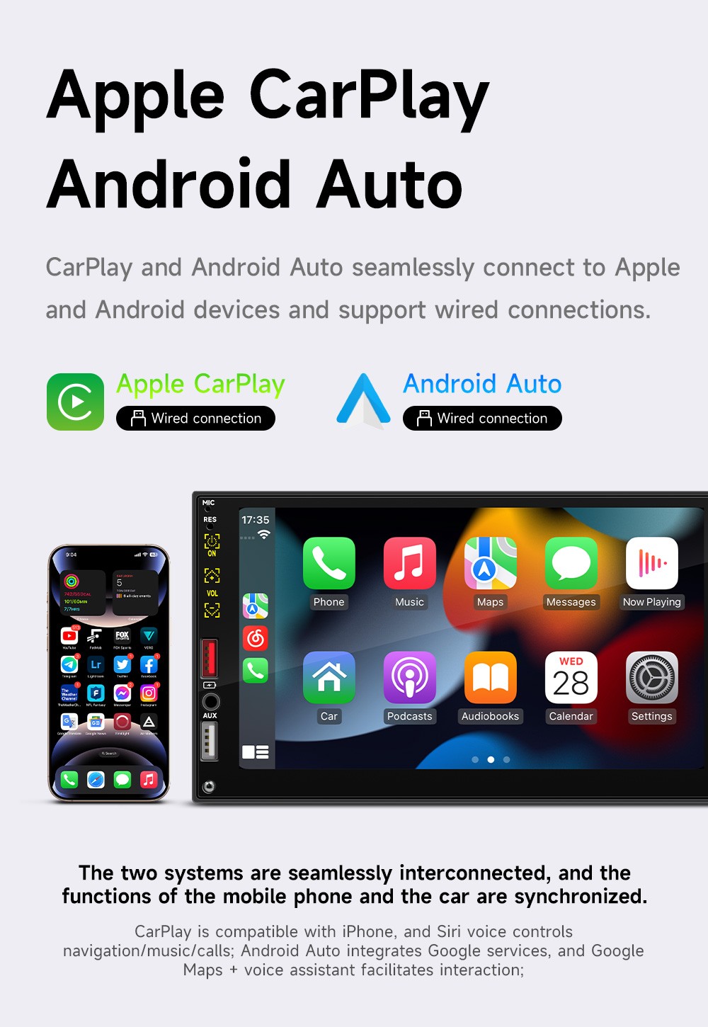 Single 1 Din 7″ HD Touch Screen Stereo Head Unit Apple/Android Carplay MP5 Radio
