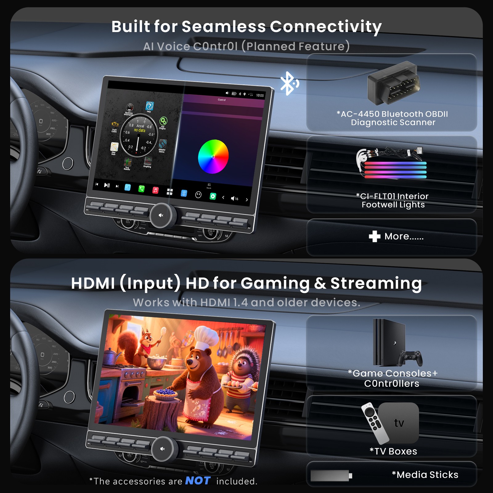 ATOTO 12.9″ Android Single Double Din Car Stereo Wireless Carplay Android Auto