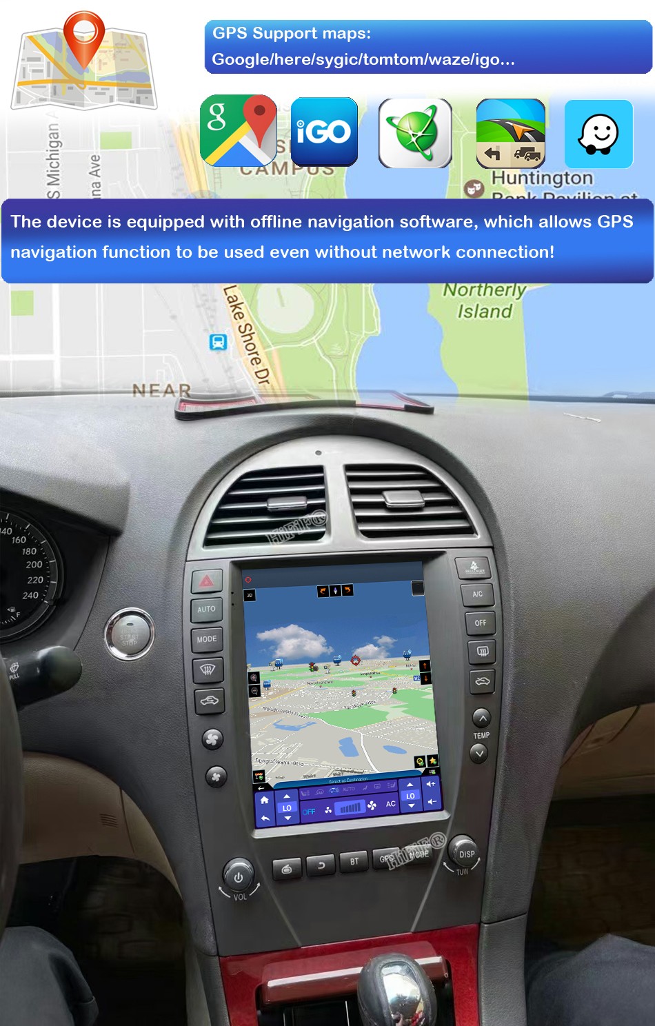 For Lexus ES ES240 ES300 ES330 ES350 2006-2012 For Tesla Style Screen Car Radio