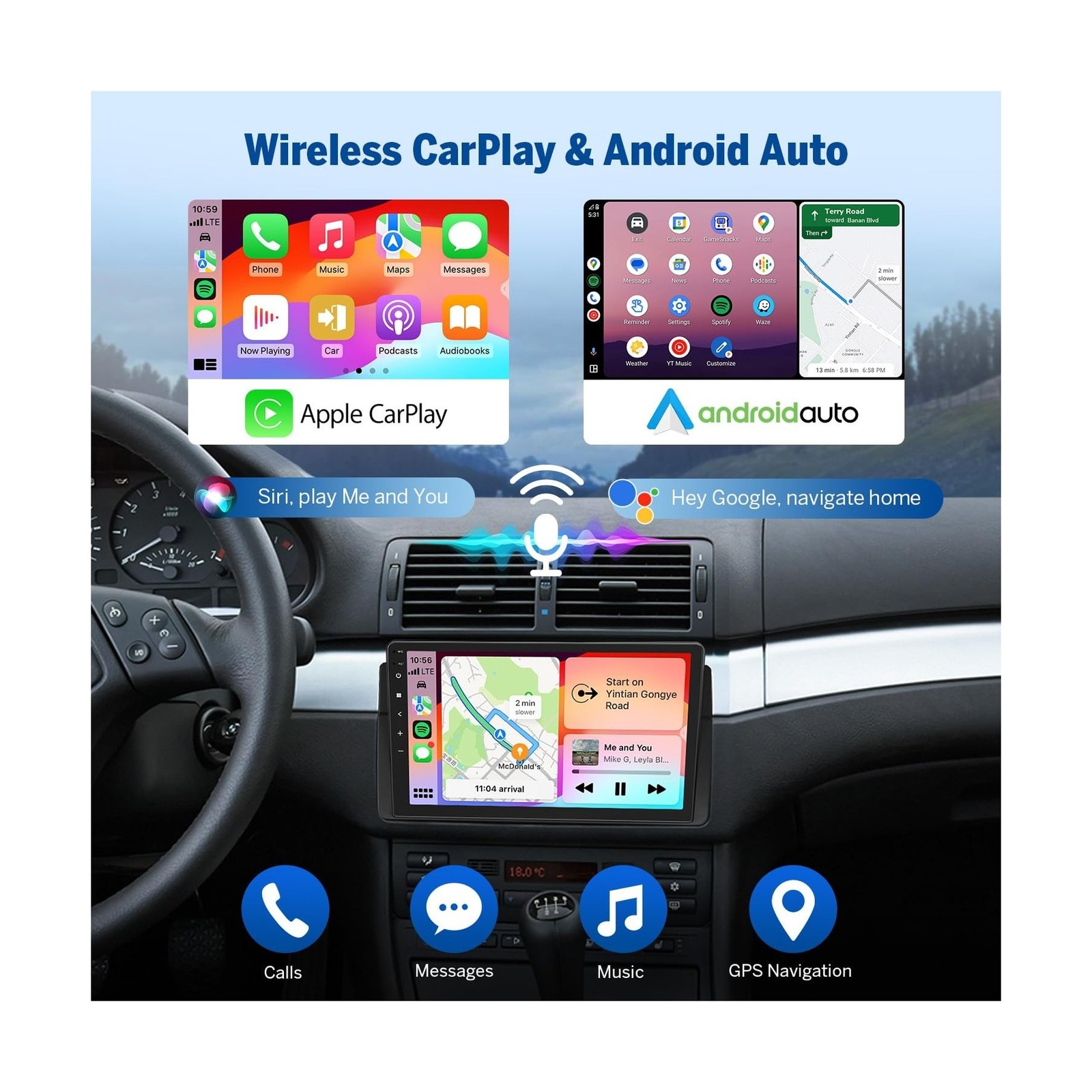 Eonon Car Stereo for BMW 3 Series 325i 330i M3 (E46) 1998-2006, Android 14 Wi…