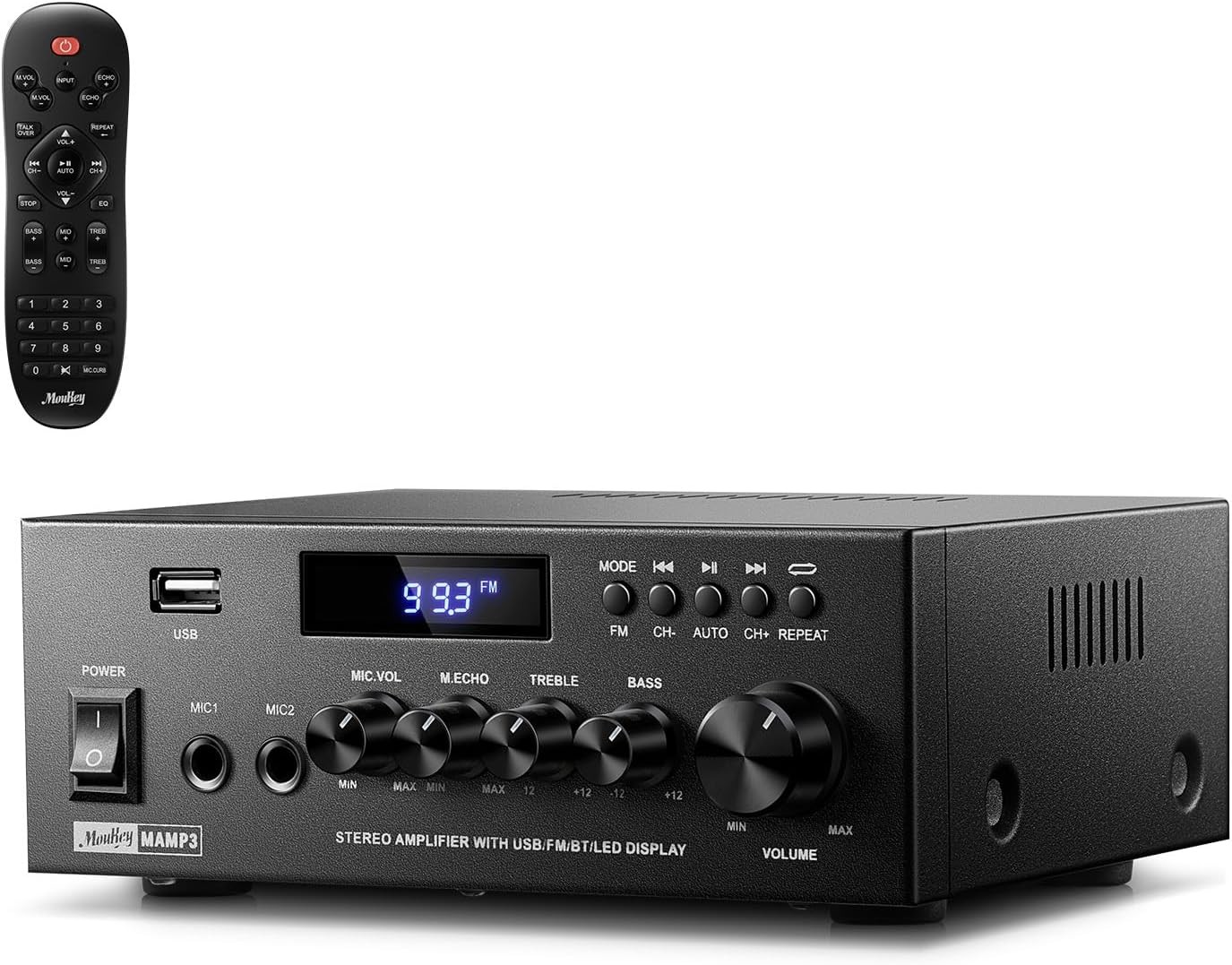 MAMP3 2.0 Channel 300W Bluetooth 5.3 Home Audio Stereo Amp USB FM RCA US