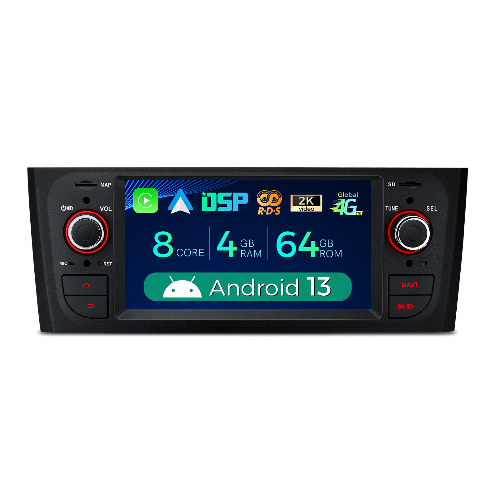 6.1″ Android 13 8-Core Car Stereo GPS CarPlay 4+64GB For Fiat Grande Punto Linea