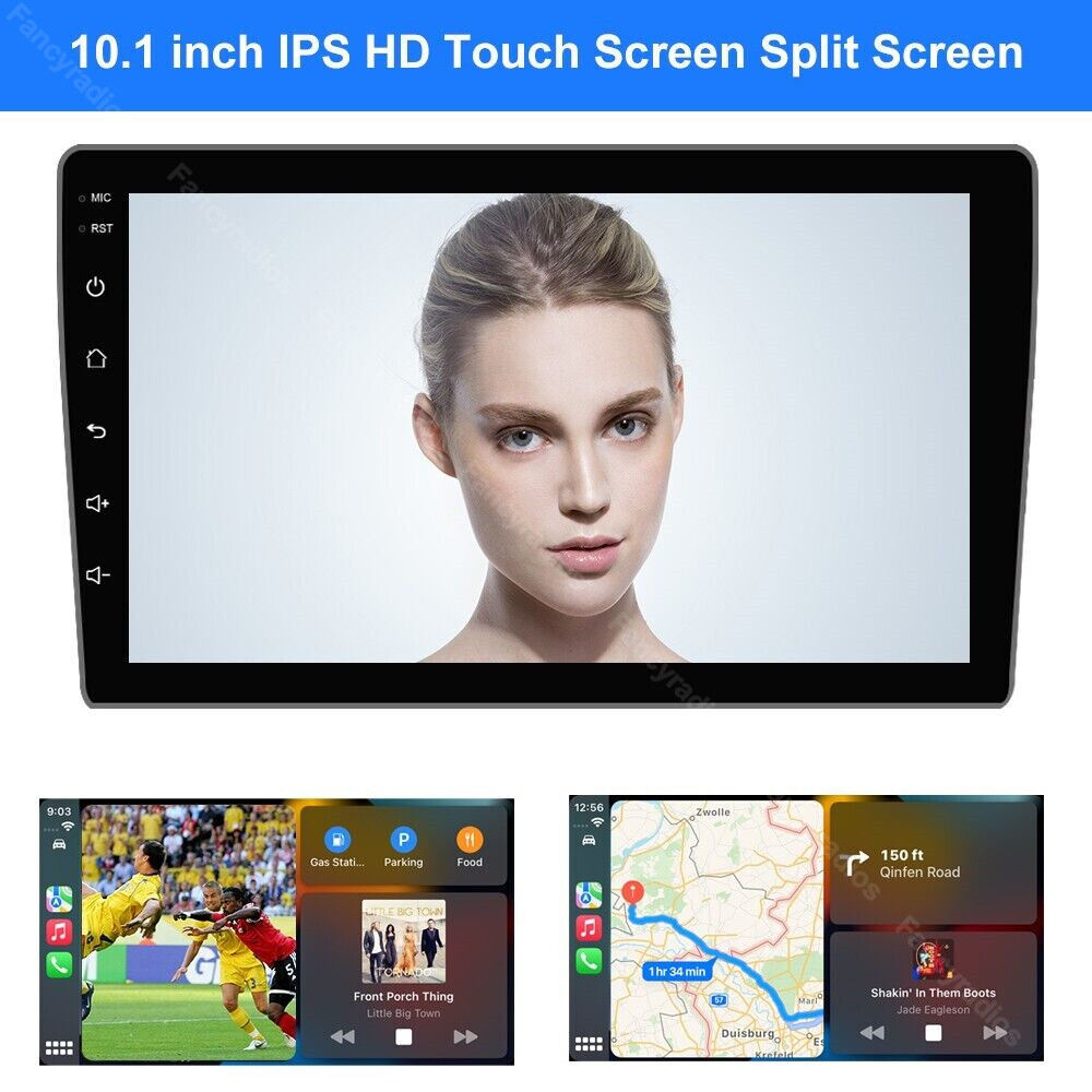 10 inch Double Din Car Stereo Radio Android 13 GPS Wifi Touch Screen MP5 Carplay
