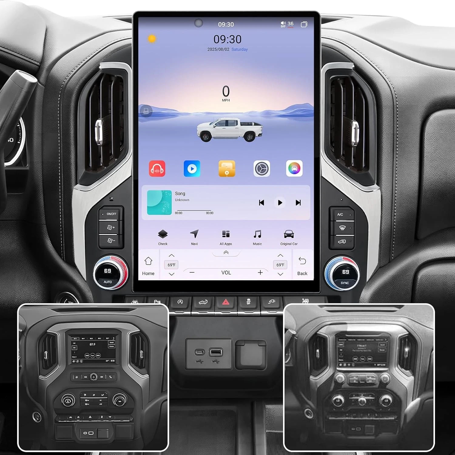 For Chevrolet Silverado GMC Sierra 2019-2022 Vertical Screen 2K 15.6″ GPS radio