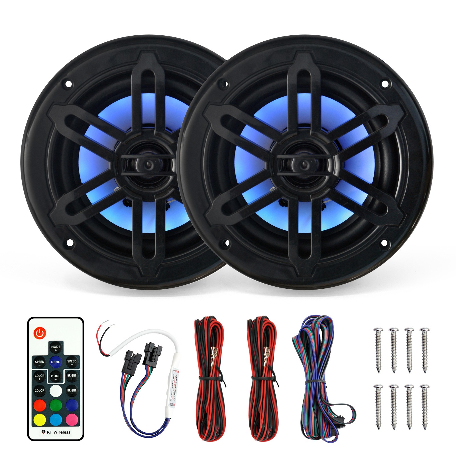 Marine Audio Package w/ Waterproof Bluetooth Stereo Receiver and Boat Speakers