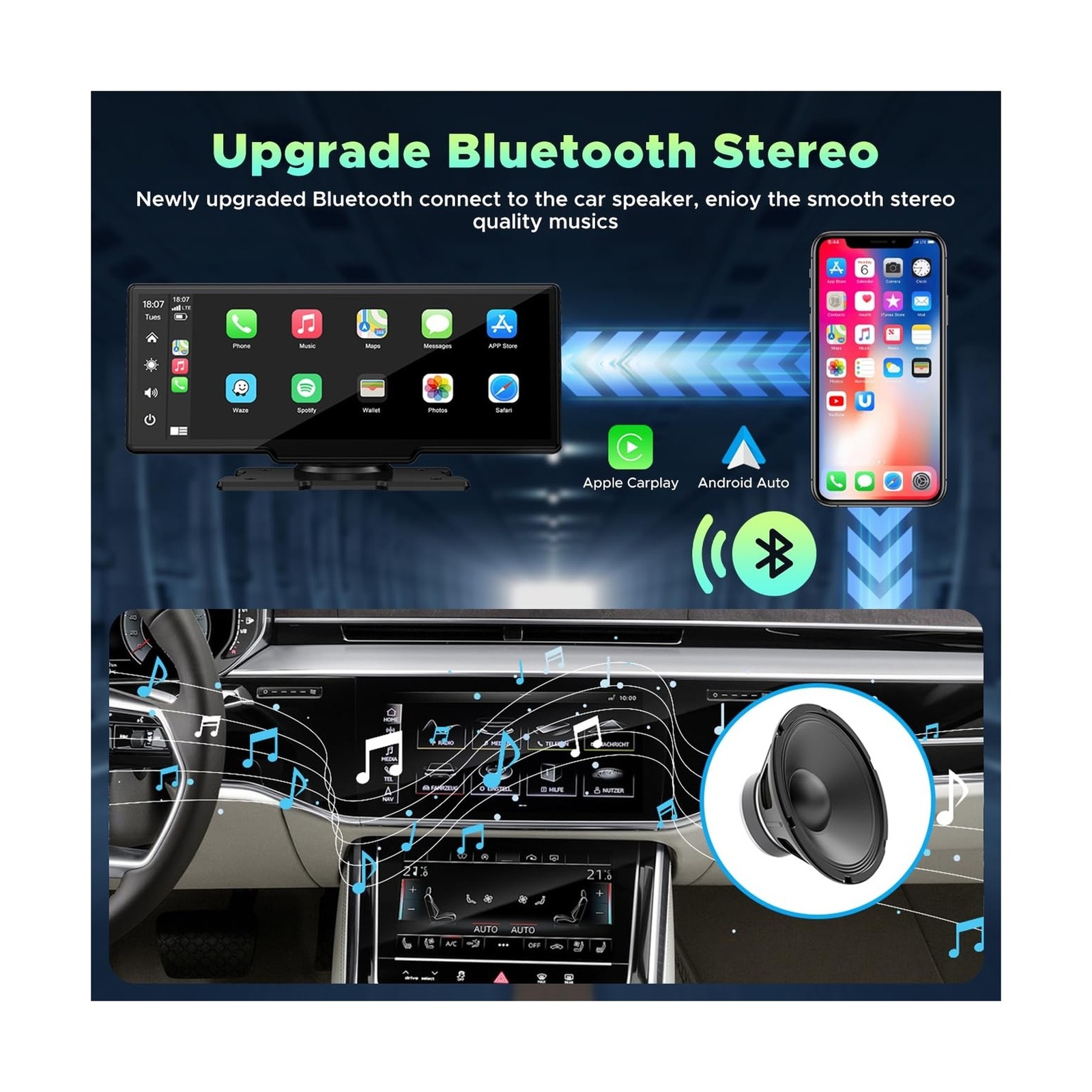 LAMTTO 9.26″ Wireless Car Stereo Apple Carplay with 2.5K Dash Cam, 1080P Back…