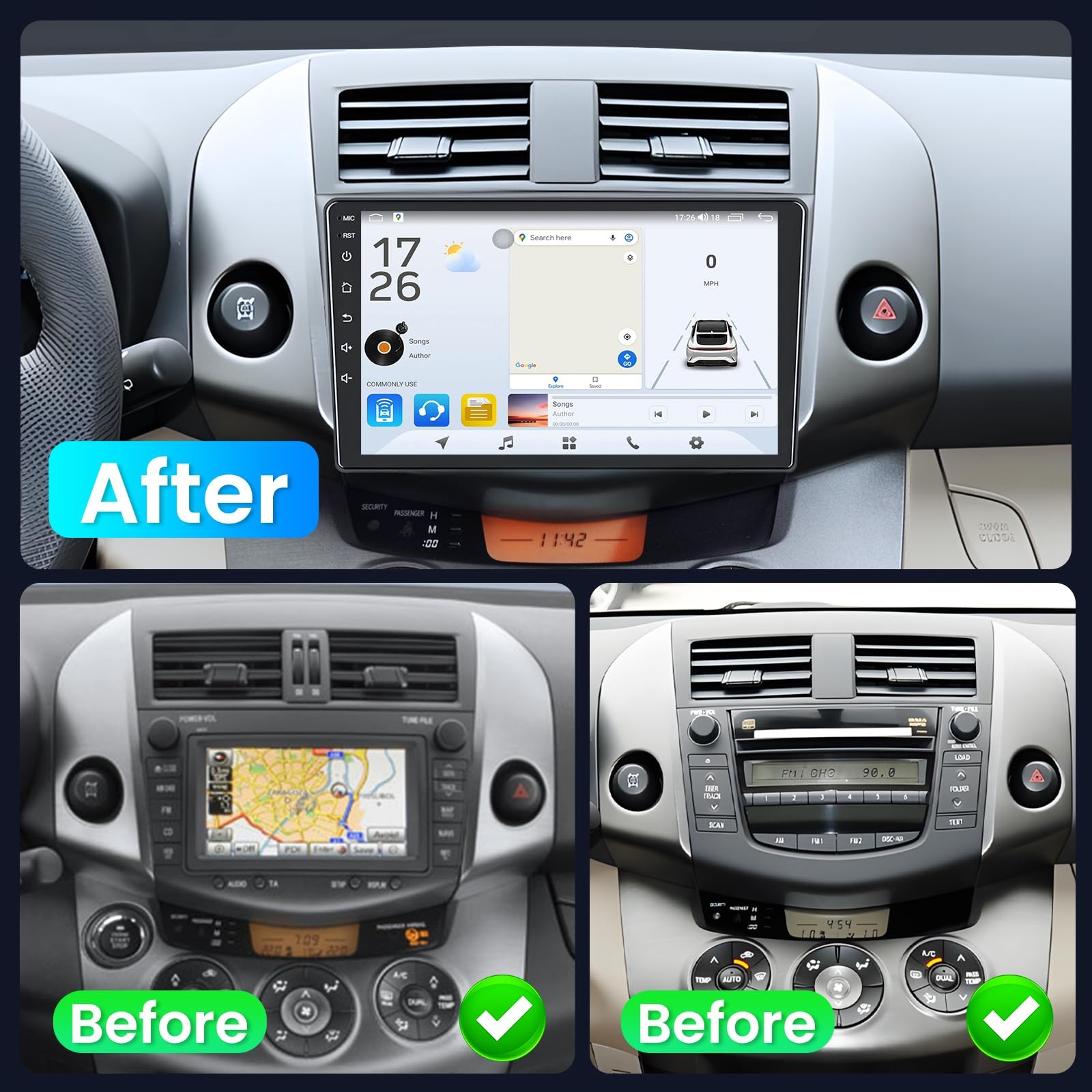 9″ Touchscreen Wireless Carplay Android Auto Stereo for 2006-2012 Toyota RAV4