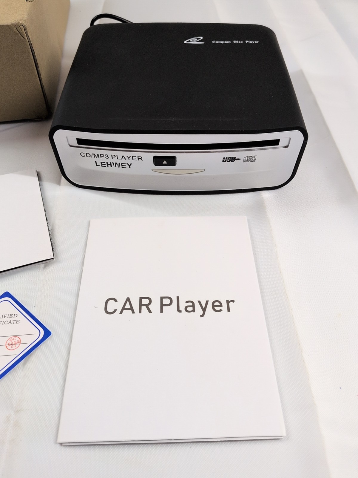 Lehwey Portable External Universal Car CD Player USB – Black New Open Box