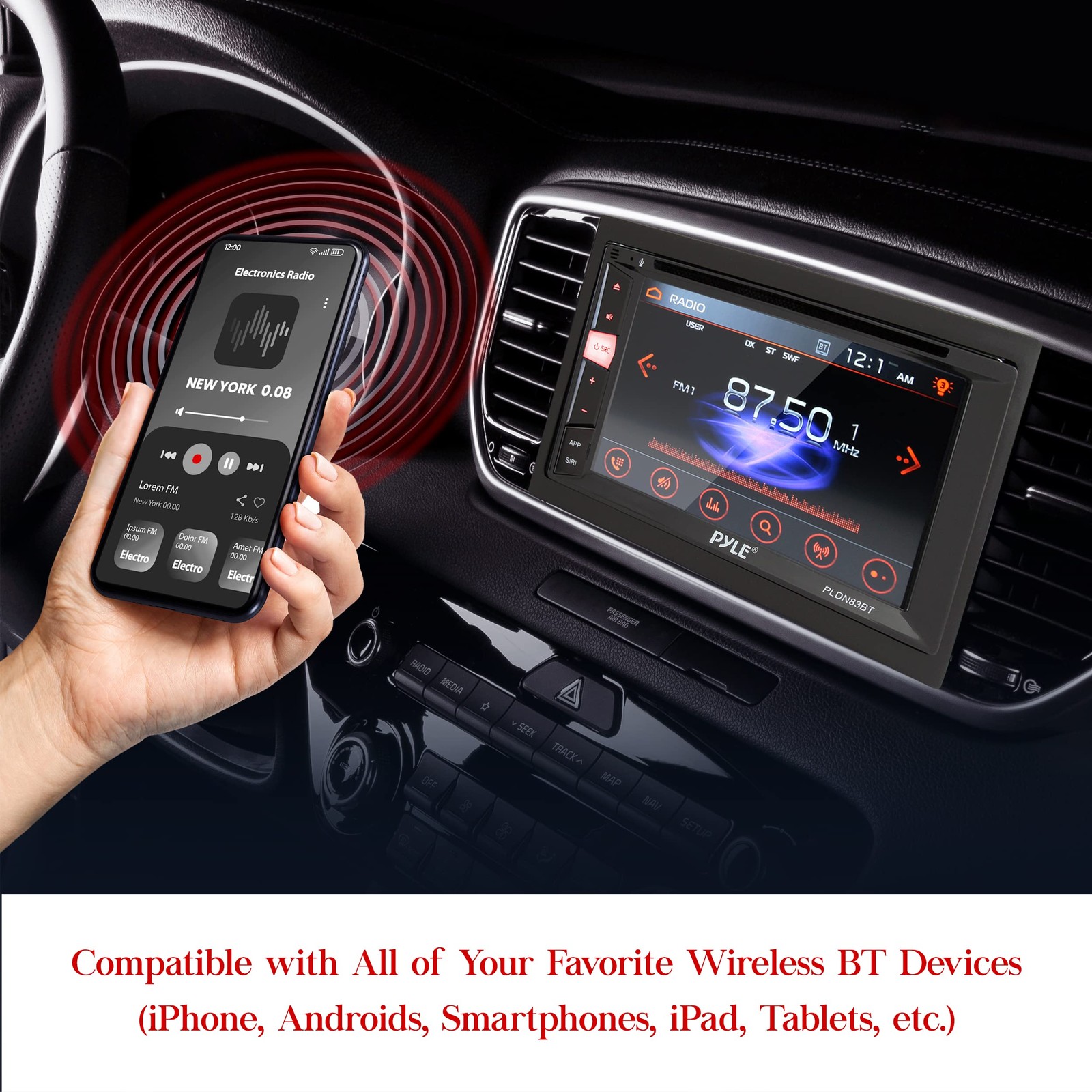 Bluetooth Double DIN DVD Player 6.2 Inch Touchscreen Car Stereo MP3 USB SD Radio