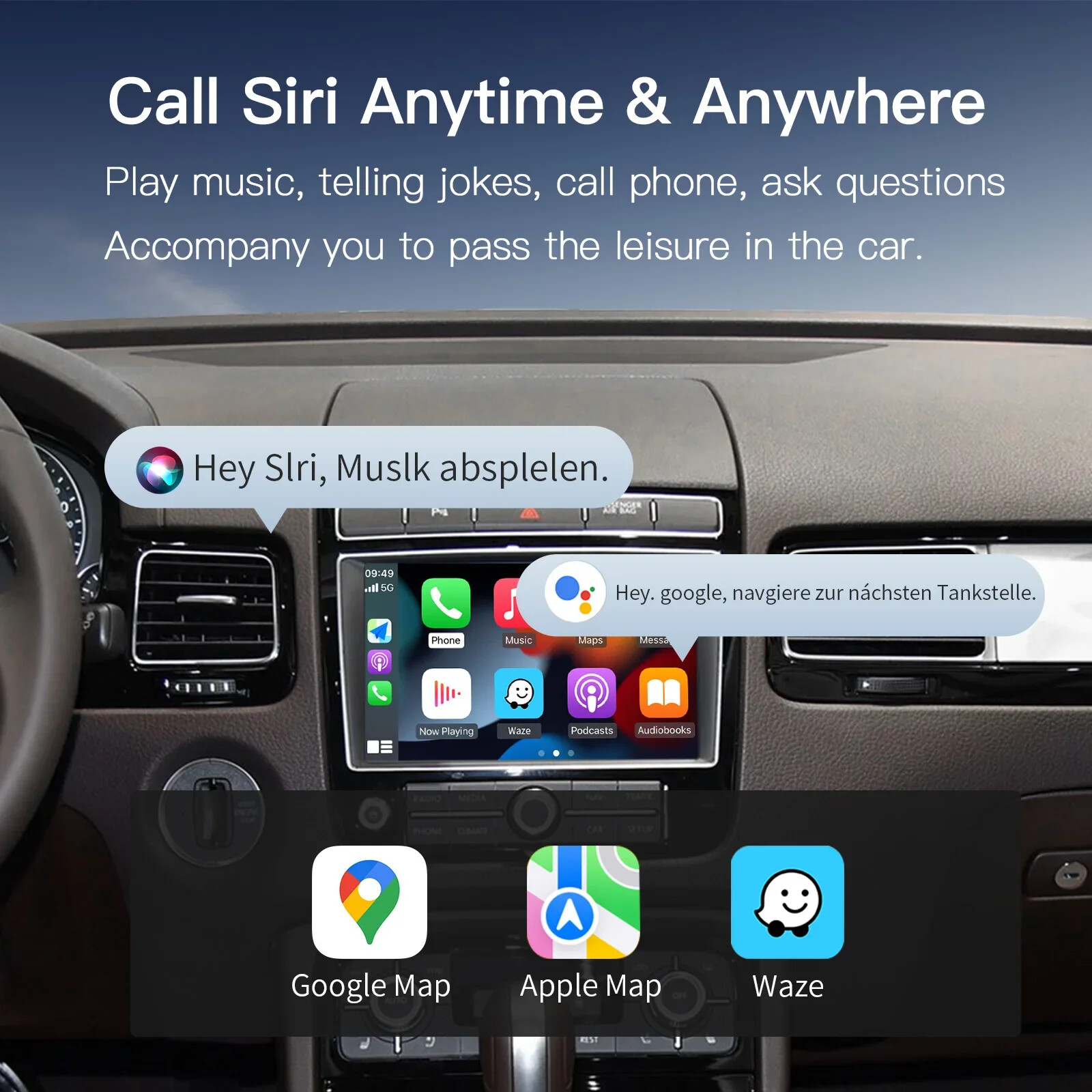 Wireless Carplay Android Auto for Volkswagen Touareg RNS850 AirPlay Module