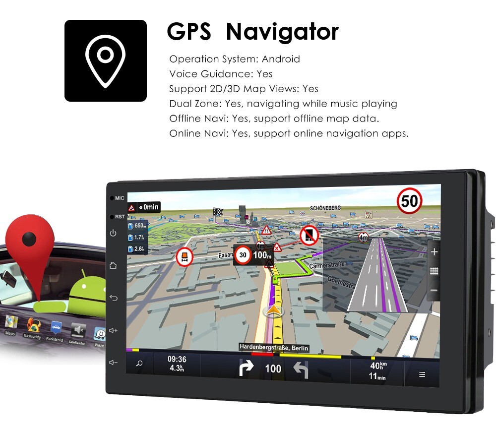 7″ Double 2Din Car Stereo CarPlay FM Radio WiFi GPS Navigation Head Unit +Camera
