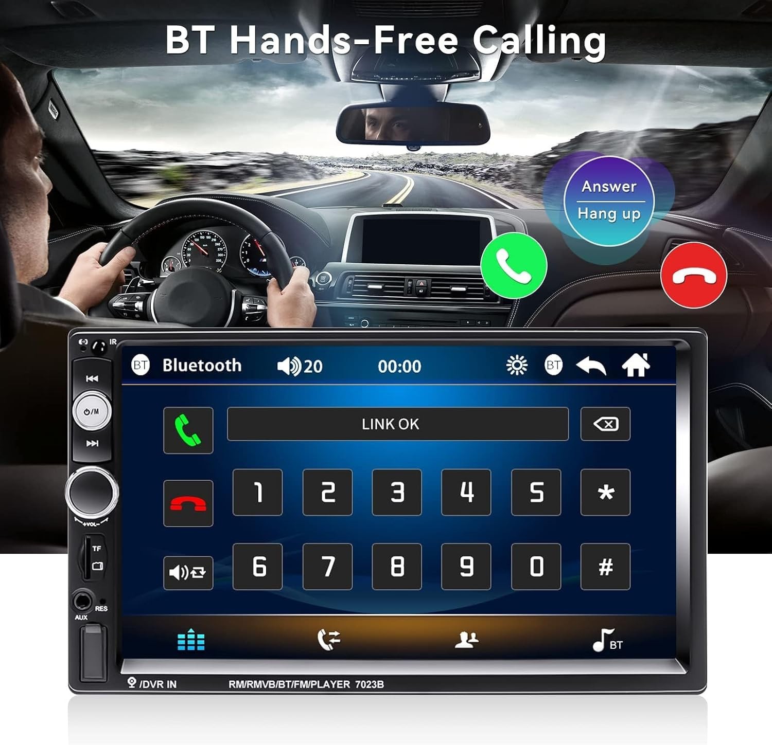 Multimedia Car Stereo 7″ Double Din with Backup Camera & Smartphone Sync