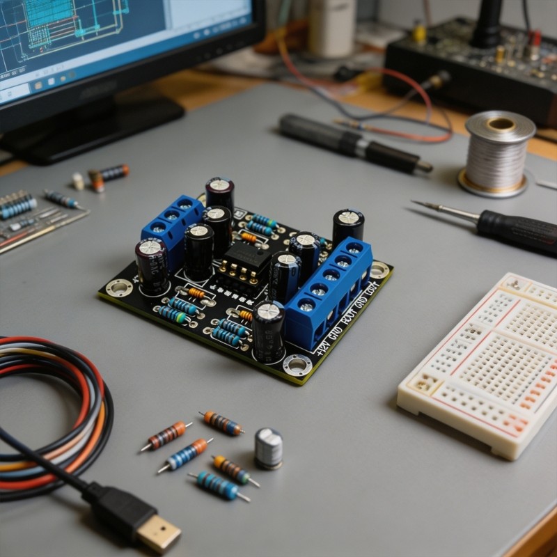DIY Stereo Preamp Board for Sound Wiring, Signal Tests and Projects