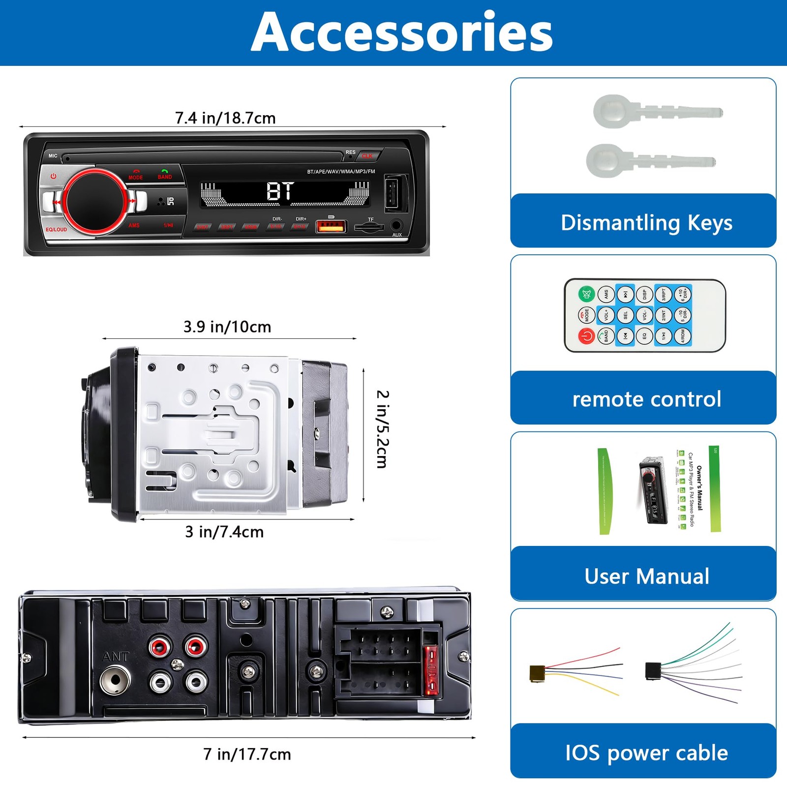 Single DIN Car Stereo Bluetooth, Car Radio Audio with Handsfree & App Control…