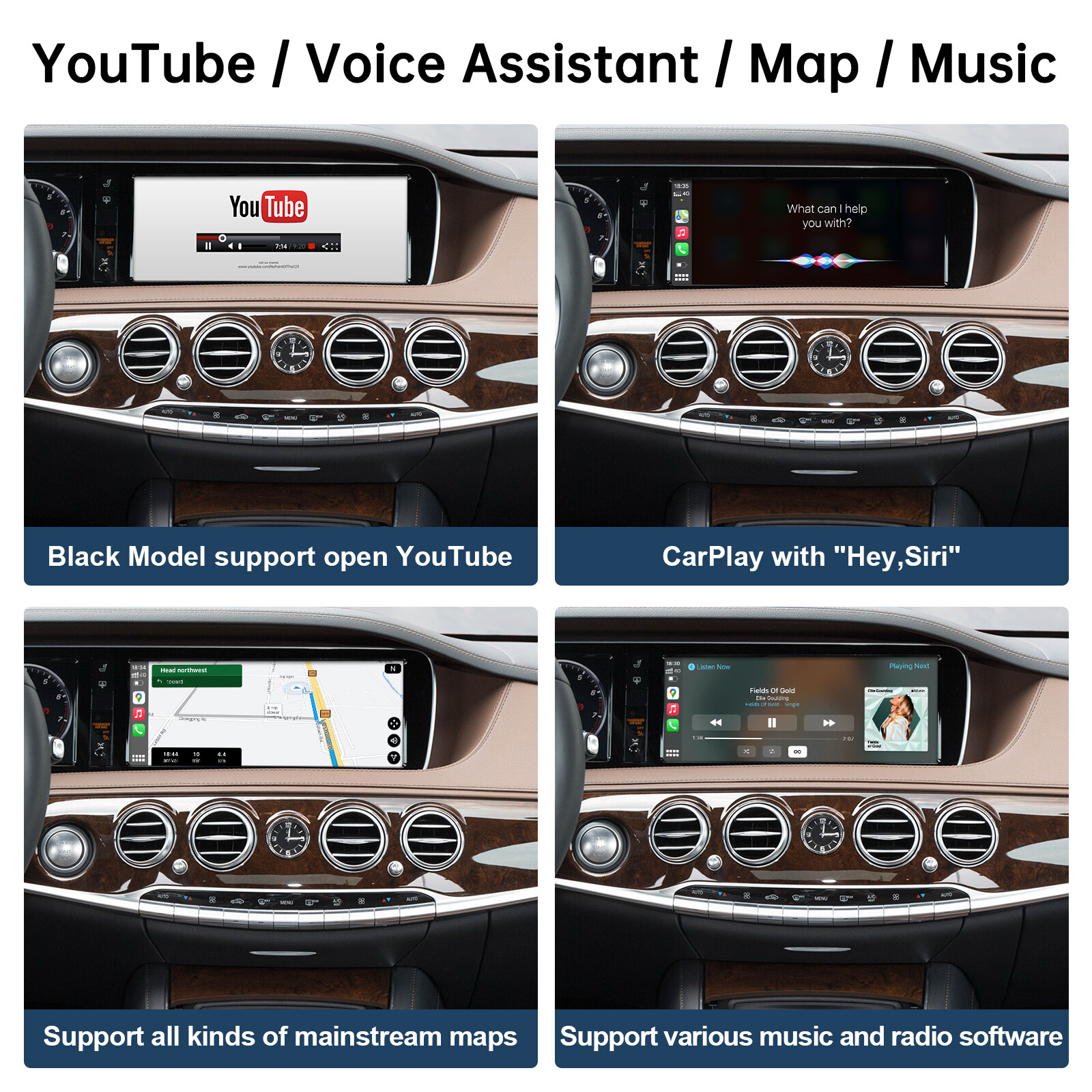 For Mercedes Benz S550 W222 Wireless CarPlay Android Auto Interface Car Stereo