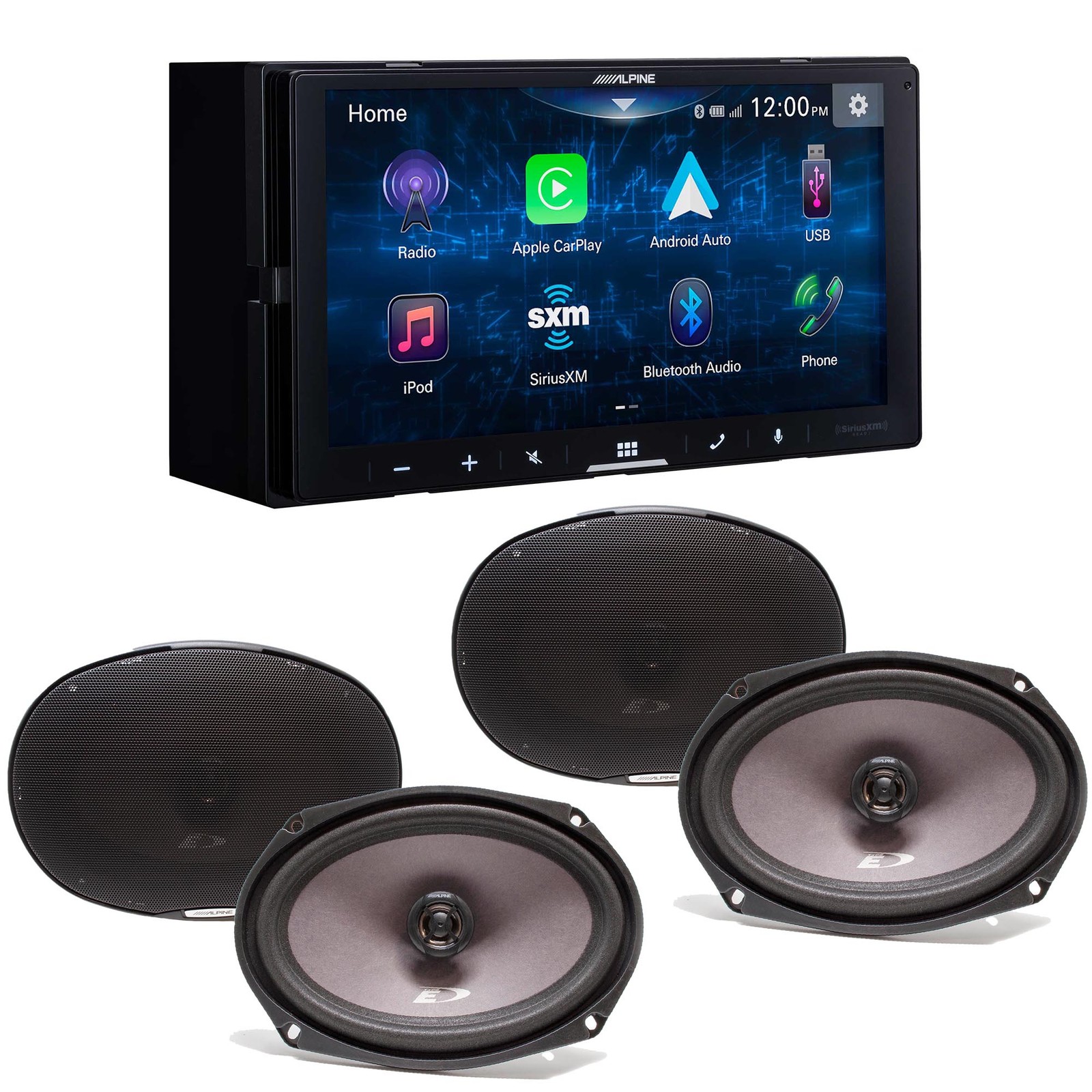 Alpine iLX-W670 Receiver & 2x SXE-6926S 6×9 Coax Speakers – Multimedia Audio Set