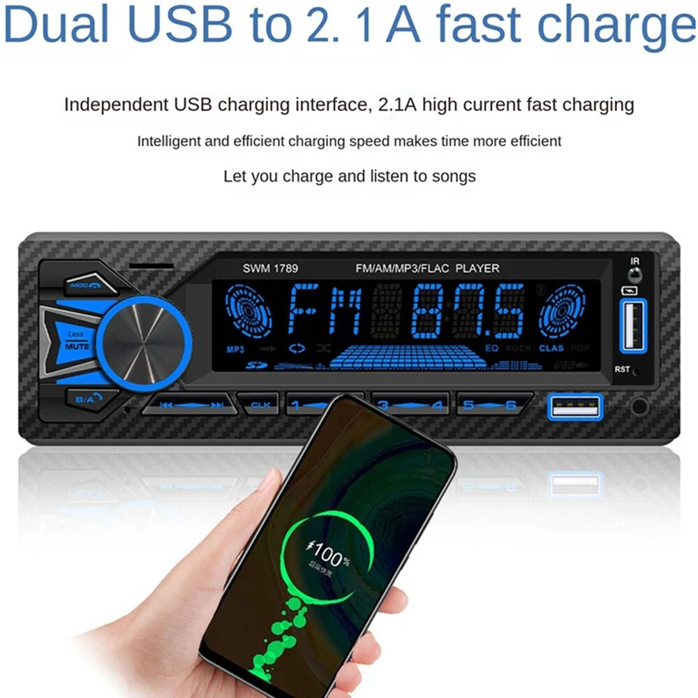 Single 1 DIN Car Stereo Radio Bluetooth MP3 Player AUX USB AM FM Audio Receiver