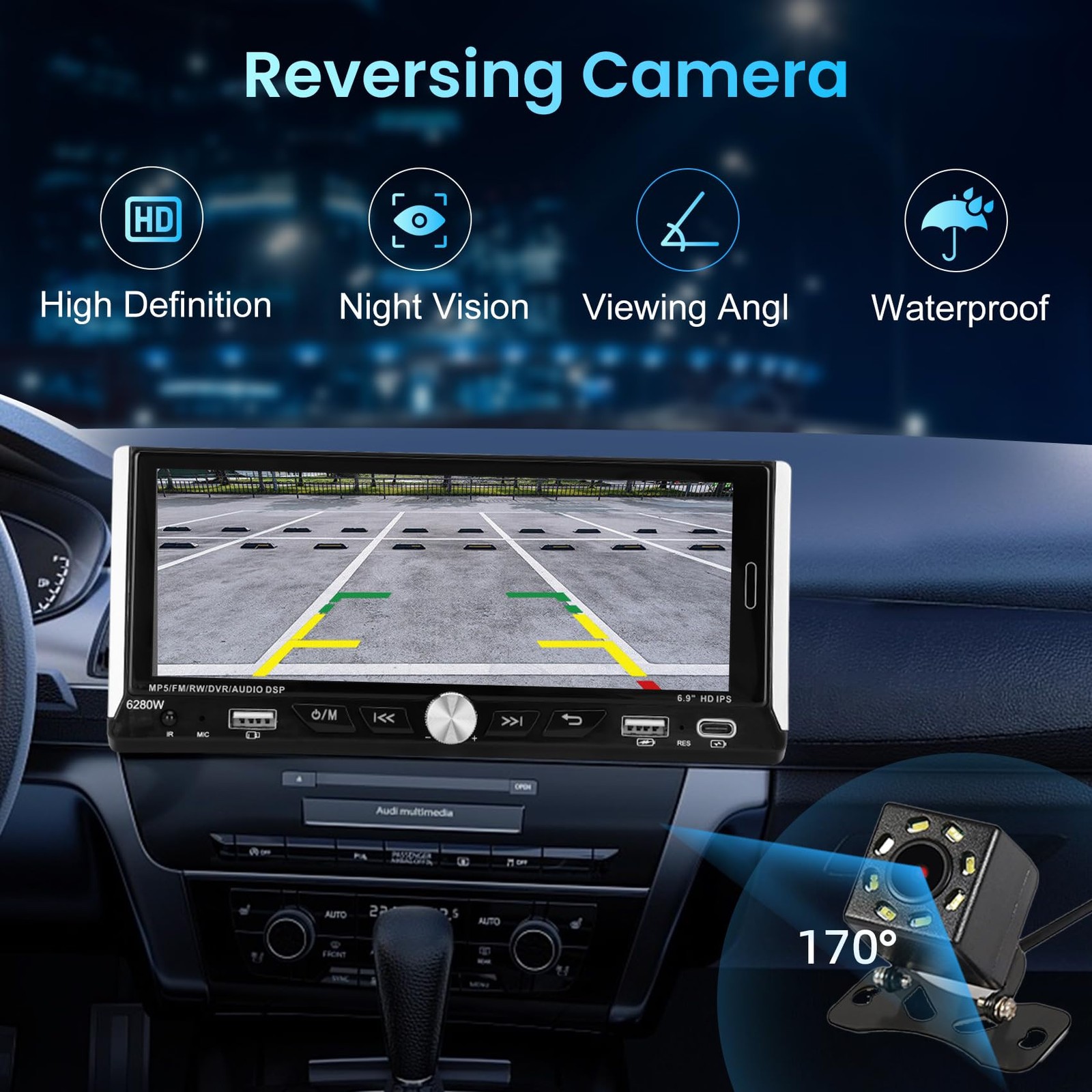 Car Stereo 6.9″ Touchscreen Wireless Apple Carplay Android Auto Dual USB