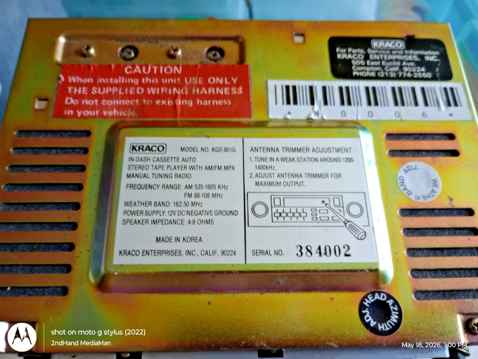 PIONEER KE 2100,FUJITSU TEN,KRACO KGE TAPE PLAYERS;MEDALLION 8 TRACK DELCO SPKRS