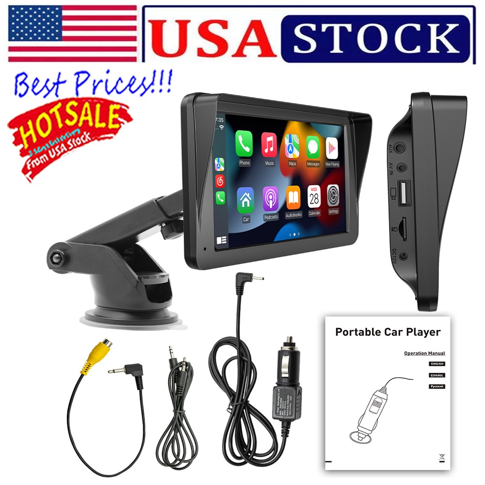 7 Inch Portable WIFI Wireless Carplay Android Auto Car Radio MP5 Player 2 DIN