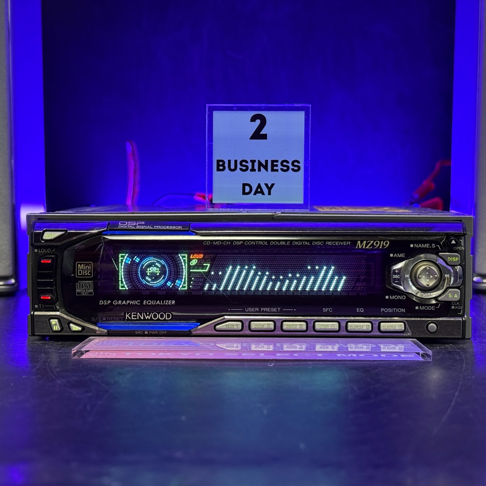 KENWOOD MZ919 1DIN Car Audio CD MD Player JDM Dolphin Display Tested In Stock