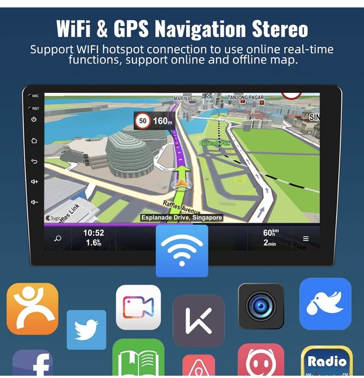 Android Car Stereo 10.1 Single Din 2+32GB Backup Camera Mirror Link Auto QLED