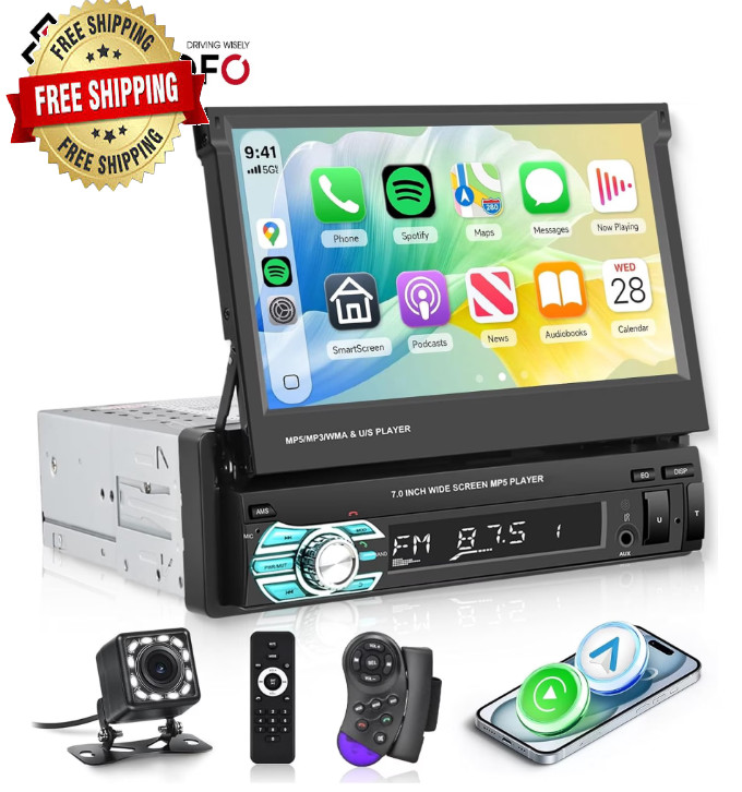 Radio Para Auto Con Pantalla 1 Din Sencillo Pantalla Tactil Bluetooth MP5 GPS FM