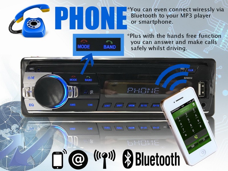 1 DIN Car Audio Player 4x60W Output DAB/FM Radio, Bluetooth, USB/AUX & MP3