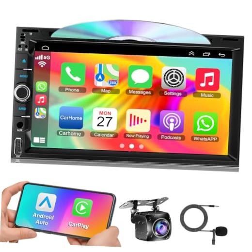 Double Din Car Radio Stereo with 7-Inch Touch Screen, Support CD/DVD