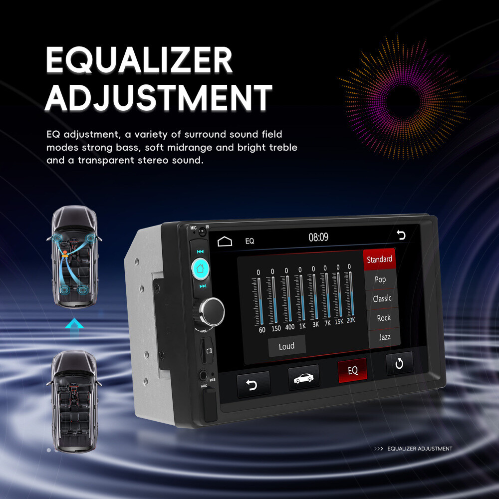 7 Inch Double 2 DIN Car MP5 Player Stereo Radio Touch Screen Mirror Link TF USB