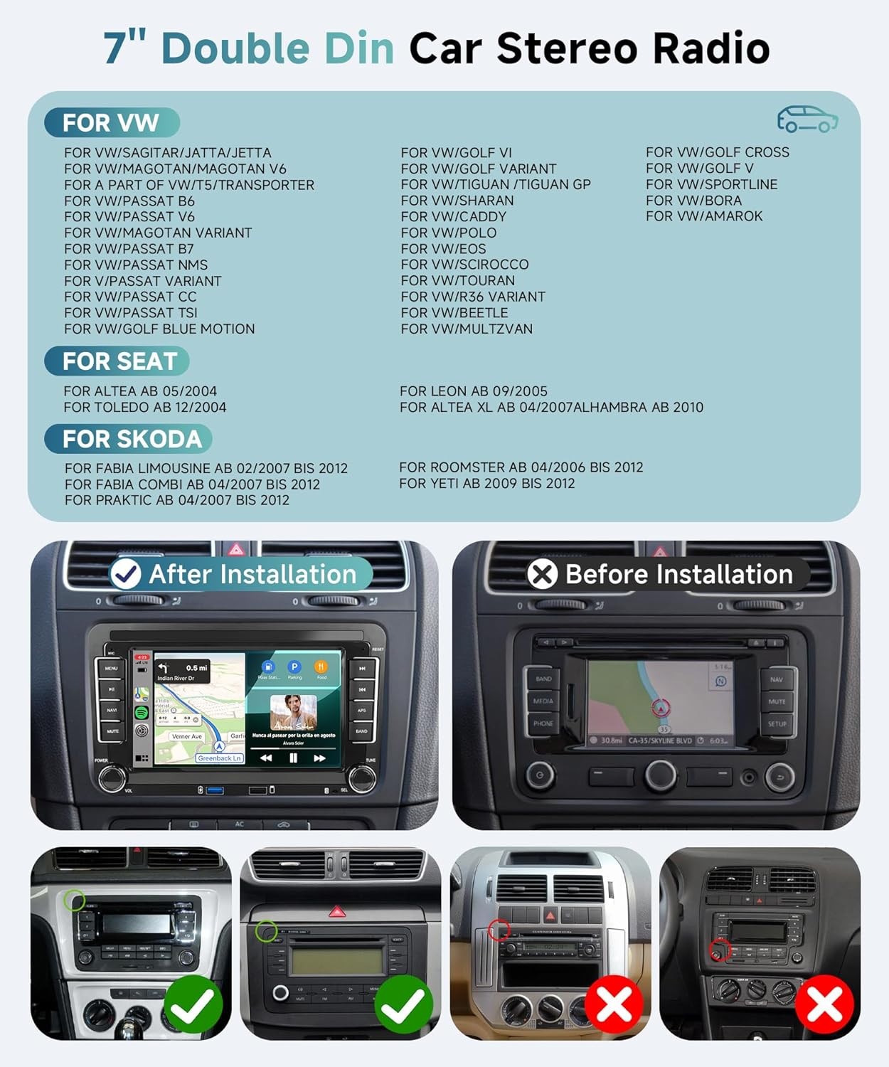 VW Golf 5 6 Passat Jetta Caddy EOS T5 Tiguan Touran Radio 2+64G Carplay/Android