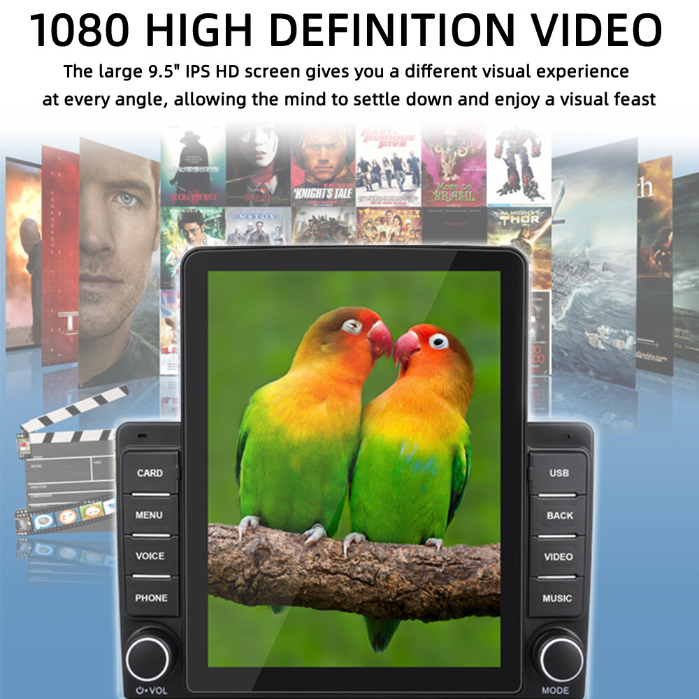 9.5″ Dual Din Car Radio Vertical Screen MP5 CarPlay Multimedia BT/FM/AUX/WIFI/SD
