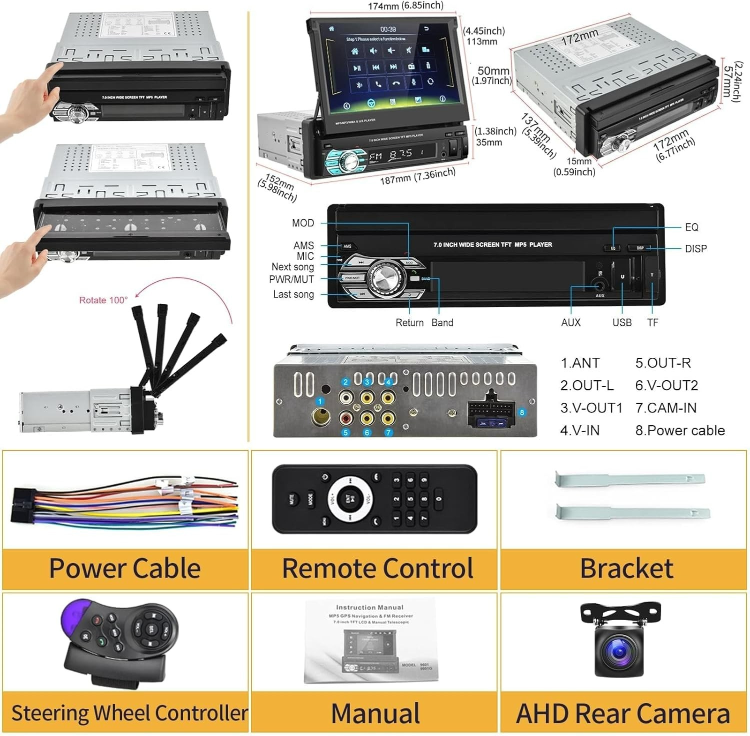 7-Inch Touchscreen Car Radio MP5 Player – Android Auto & Bluetooth Connectivity