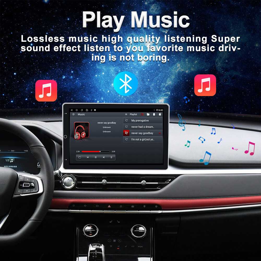 6+128GB Single 1Din Rotatable CarPlay 10.1″ Car GPS AM Stereo Radio QLED DSP GPS