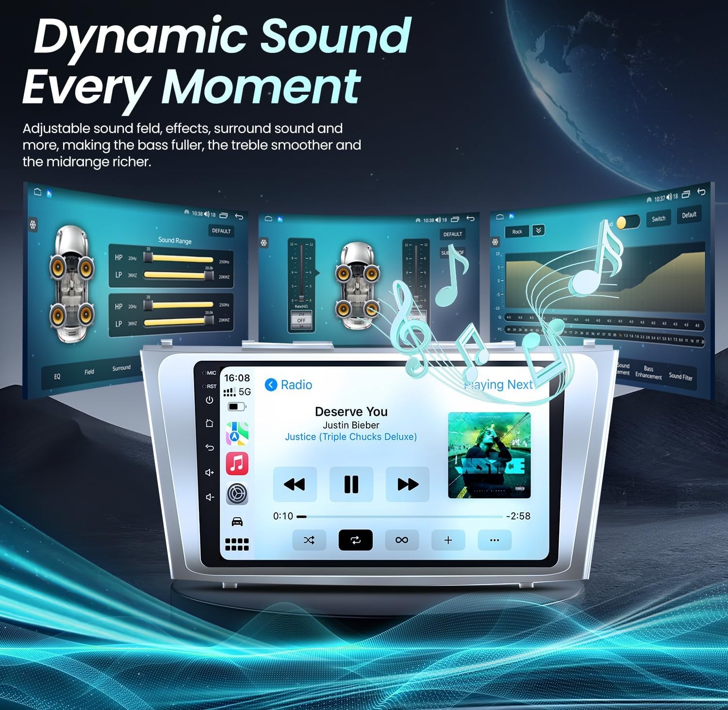 4Core Apple Android Radio 2+64G 9” CarPlay WiFi GPS for Toyota Camry 2007-2011