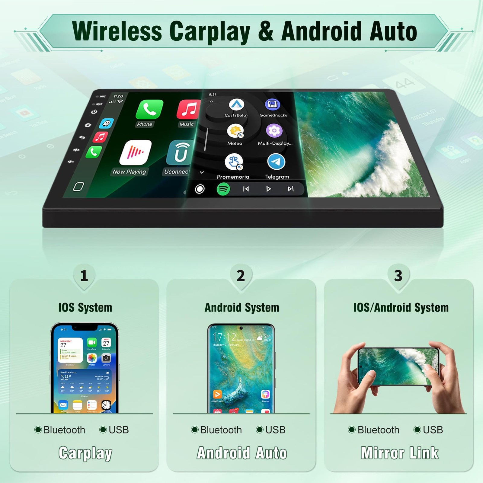 10″ Wireless CarPlay & Android Auto Stereo for 2008–2013 Honda Accord