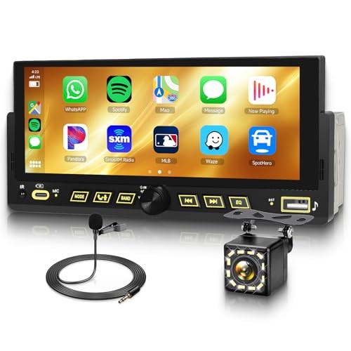 Single DIN Car StereoWireless Carplay Android Auto, 6.86-inch Touch Screen Car