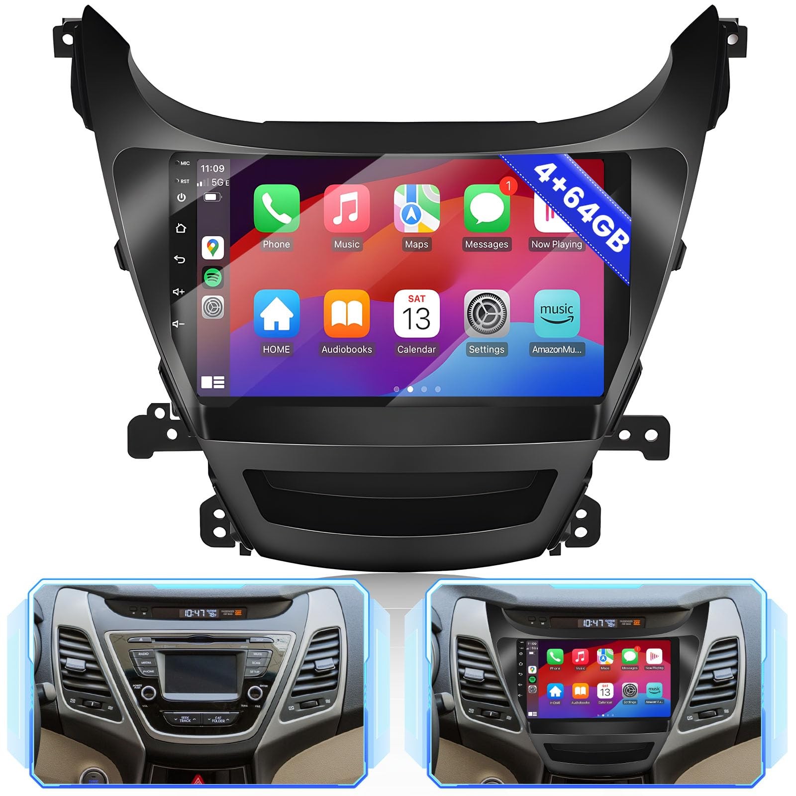 64G Car Radio Carplay Auto Stereo Screen for Hyundai Elantra 2014-2016 1280*800