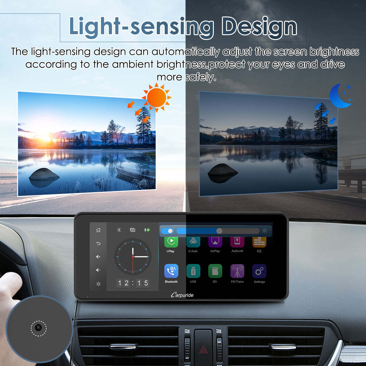 Carpuride 6.9″ Portable Apple CarPlay Android Auto Touch Screen Car Radio Stereo