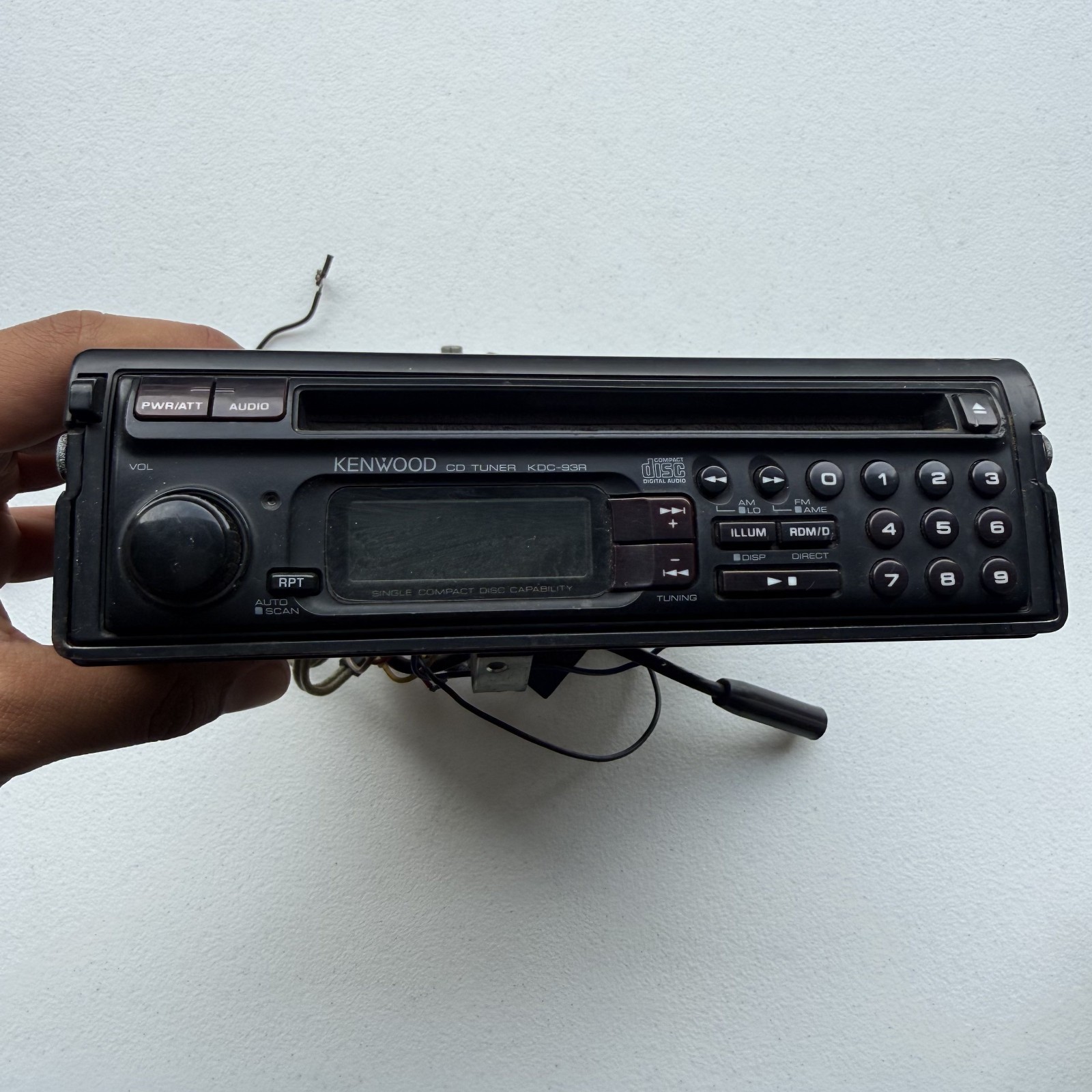 Kenwood KDC-93R Black Wired Compact AM/FM Radio In-Dash Digital CD Player