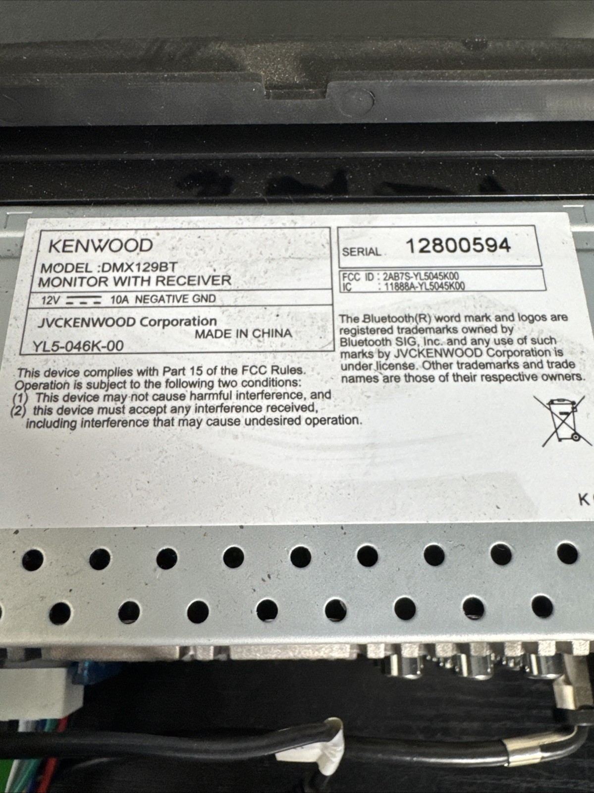 Kenwood DMX129BT Multi Media Radio Receiver Bluetooth AM/FM Tuner USB TESTED
